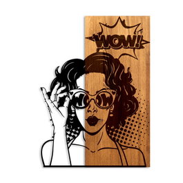 Wallity Wow Escultura de pared de madera y metal en Nogal y Negro